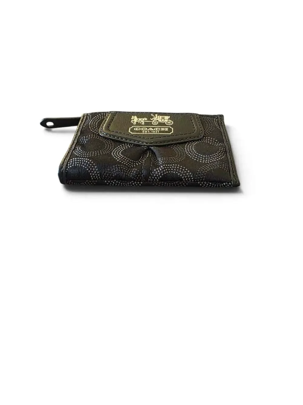 Coach Signature C Coin Purse Key Pouch Black Horse Carriage Logo Vintage Y2K
